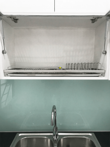Kệ chén dĩa âm tủ bằng inox 304.VN - 1 tầng có khay chứa nước - KCA0109